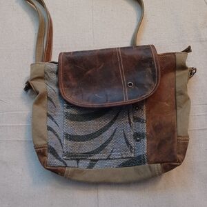 Myra Bag Patchwork Canvas And Leather Shoulder Bag